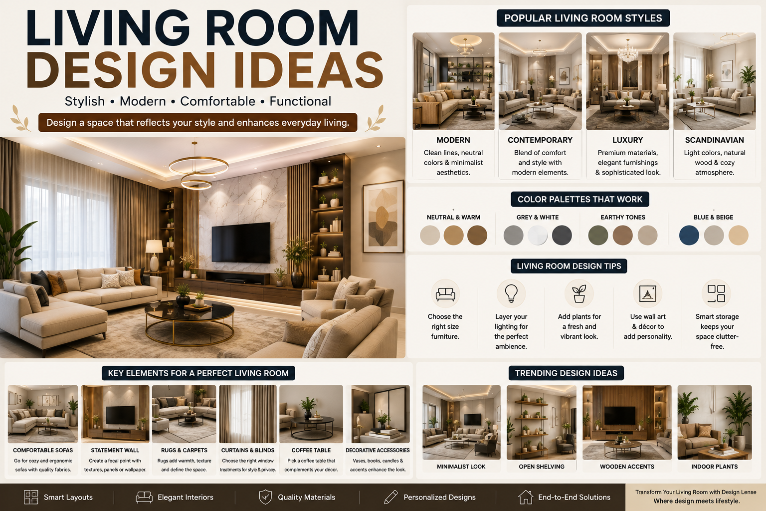 Living Room Design Ideas: Create a Stylish, Comfortable & Modern Living Space